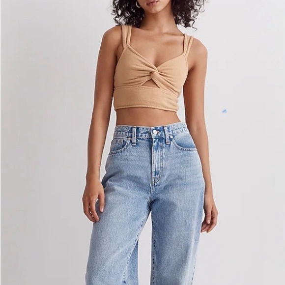 Madewell Tops - 💰Madewell Cutout Knot-Front Crop Tank Top  in Dried Straw Size M